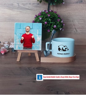 Uykucu Panda Fotoğraflı Dekoratif Taş, Kupa Bardak Beyaz Hediye (Model 8)