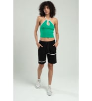 SifuTekstil Kadın Boyundan Askılı Spor Triko Crop Top Badi SFYZ1007 (Benetton)