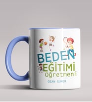Kişiye Özel Beden Eğitimi Öğretmeni Tasarımlı Siyah Renk Kupa 5 (Mavi)