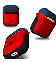 Apple Airpods 1. / 2. Nesil Uyumlu Kılıf Shockproof Silikon Renkli Uyumlu Kılıf (Kırmızı-Mavi)