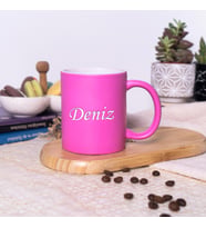Kişiye Özel Yazılı & Renkli Kupa Bardak, 14 Farklı Renk Seçeneği (Pembe)