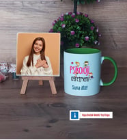 Psikoloji Öğretmeni Fotoğraflı Dekoratif Taş, Kupa Bardak Beyaz Hediye (Model 14)