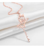 Kişiye Özel 925 Ayar Gümüş Kelebek Model İsim Kolye (Rose)