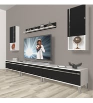 Decoraktiv Eko 270TA Mdf Krom Ayaklı Tv Ünitesi Tv Sehpası (Siyah - Beyaz)