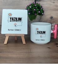 Yazılım Mühendisi Hediye Seti Kupa Bardak T Kulplu ve Dekoratif Taş Mühendisler Günü Hediyesi (Model 4)