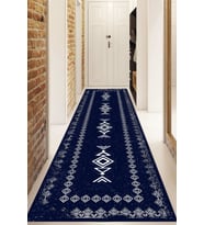 Dijital Baskılı Kaymaz Taban Yıkanabilir Modern Yolluk Ve Koridor Halısı NDU-SD-1045 (Lacivert)