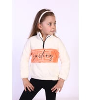 Toontoy Kız Çocuk Nakışlı Peluş Sweatshirt (Ekru)
