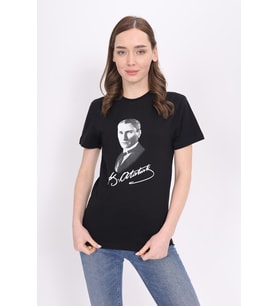 Toontoy Unisex Atatürk Baskılı Tişört (Siyah)