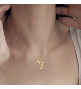 925 Ayar Gümüş Yunus Balığı  Kolye (Altın)