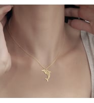 925 Ayar Gümüş Yunus Balığı  Kolye (Altın)