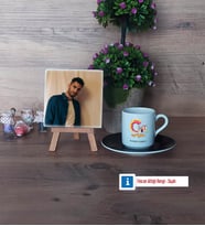 Grafiker Fotoğraflı Dekoratif Taş, Ahşap Altlıklı Türk Kahvesi Fincanı Hediye (Model 7)