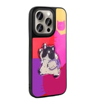 iPhone 15 Pro Max Kılıf Parlayan Kabartmalı İkonik Figürlü Amas Silikon Kılıf (Mor)