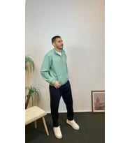 Erkek 3 iplik Yarım Fermuarlı Kanguru Çepli Sweatshırt spr24sw22 (Mint Yeşili)