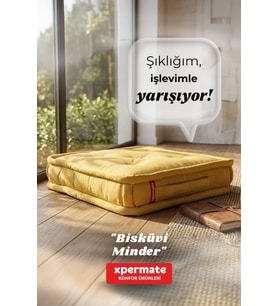 XPERMATE Bisküvi Minder Petek Önü Palet Üstü Minderi Fransız Minder Bank ve Bahçe Minderi 55x55x14 cm (Hardal)