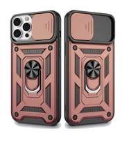 Apple iPhone 12 Pro Uyumlu Kızaklı Kamera Korumalı Tank Kılıf (Rose - Gold)