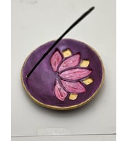 Lotus Desenli Tütsülük - hediyelik kutusunda - hediyeli (Mürdüm)