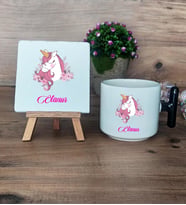 Unicorn Hediye Seti Kupa Bardak T Kulplu ve Dekoratif Taş Kız Çocuğuna Arkadaşa Sevgiliye Doğum Günü Hediyesi (Model 6)
