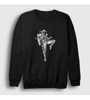 Presmono Unisex Beyaz Muay Thai Astronaut Uzay Sweatshirt 352952tt (Siyah)
