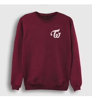 Presmono Unisex Beyaz Logo K-Pop Twice Sweatshirt 280639tt (Bordo)