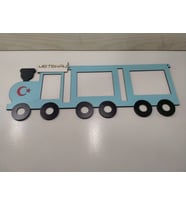 Çerçeve Çocuk Odası için Tasarım 3 fotoğraflık kişiye özel İsim ve renk (Açık Mavi)