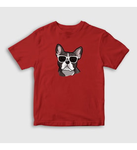 Presmono Unisex Çocuk Beyaz French Bulldog Köpek T-Shirt 401540tt (Kırmızı)