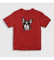 Presmono Unisex Çocuk Beyaz French Bulldog Köpek T-Shirt 401540tt (Kırmızı)