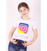Toontoy Kız Çocuk Instagram Baskılı Tişört (Beyaz)