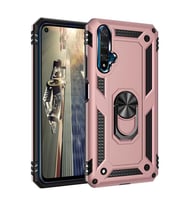 Huawei Nova 5T Kılıf Zore Vega Yüzüklü Standlı Zırh Kılıf (Rose)