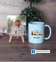 Babaya Doğum Günü Hediyesi Fotoğraflı Dekoratif Taş, Kupa Bardak Beyaz Hediye Babalar Günü Hediyesi (Model 1)