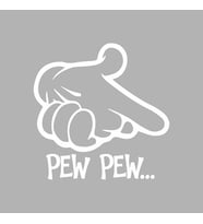 Pew Pew Araba Stickeri siyah 18x18 CM (Beyaz)