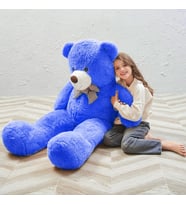 SOLE 130 cm Peluş Ayı - Papyonlu Sevimli Pelüş Ayıcık, Sevgiliye Özel Hediye (Mavi)
