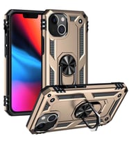 Uyumlu Model Apple iPhone 13 Mini Kılıf Yüzüklü Zırh Tank Vega (Gold)