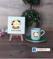 Diyetisyen Dekoratif Taş, Türk Kahvesi Fincanı Kırmızı İsme Özel Hediye (Model 7)