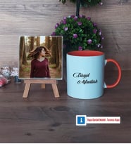 İsme Özel Fotoğraflı Dekoratif Taş, Kupa Bardak Beyaz Hediye (Model 13)