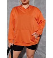 Unisex Pamuk Şardonlu Kapüşonlu Sweatshirt (Turuncu)