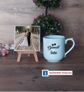 Damat Fotoğraflı Dekoratif Taş, Kupa Bardak Beyaz Hediye (Model 5)
