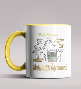 Kişiye Özel Matematik Öğretmeni Tasarımlı Siyah Renk Kupa 11 (Sarı)