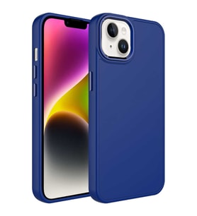 Apple iPhone 14 Kılıf Metal Çerçeve ve Buton Tasarımlı Silikon Zore Luna Kapak (Lacivert)