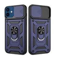 Apple iPhone 12 Mini Uyumlu Kızaklı Kamera Korumalı Tank Kılıf (Lacivert)