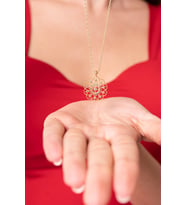 Yaşam Çiçeği Zirkon Taşlı 14K Gold Kaplama Kadın Kolye (Mor)