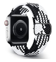 Apple Watch 44/45/46/49mm Kordon Örgü Kordon Örgü Tokalı Band 2/3/4/5/6/se/7/8/9 (Siyah - Beyaz)