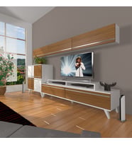 Decoraktiv Ekoflex 8 Mdf Retro Tv Ünitesi Tv Sehpası (Beyaz - Ceviz)