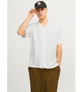 Jack & Jones Erkek Rahat Kesim Kısa Kollu Gömlek - 12256322 (Beyaz)