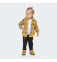 Babyhola Velsoft Astarlı Ceket Kot Pantolon Erkek Çocuk 2'li Takım 12590 (Sarı)