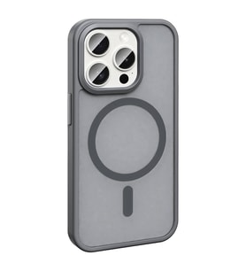 iPhone 15 Pro Max Kılıf Magsafe Şarj Özellikli Mat Arka Yüzey Sio Kılıf (Gri)
