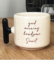 Kişiye Özel Good Morning Handsome Hediye T Kupa Bardak Sevgiliye Hediye (Siyah)
