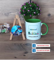 Laborant Kupa Bardak Beyaz ve Fotoğraflı Ahşap Anahtarlık Hediye (Model 14)