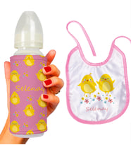 eJOYA Kişiye Özel Biberon Ve Önlük Bebek Hediye Seti 110138 (Pembe)