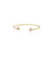 Kadir Jewellery 22 Ayar Altın Kaplama El İşçiliği Zirkon Taşlı Kadın Charm Bileklik (Pembe)