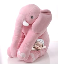 Uyku Arkadaşım Büyük Yumuşacık Peluş Fil  90 cm (Pembe)